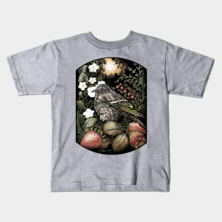 Pine Siskin in a Strawberry Patch Kids T-Shirt